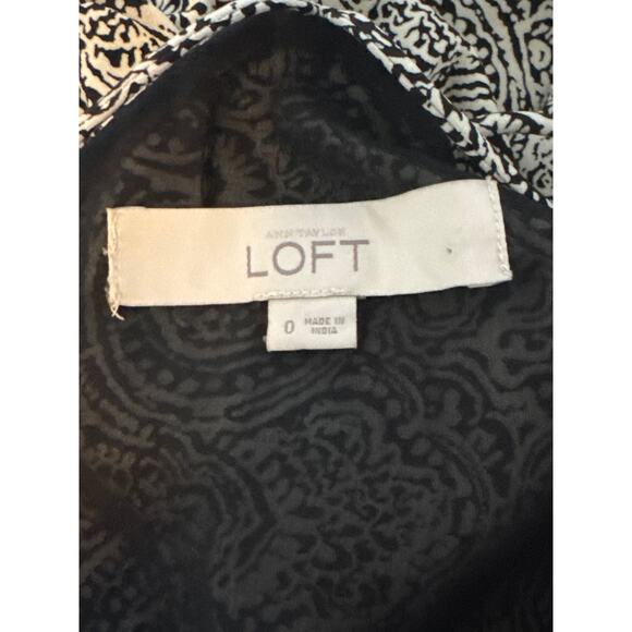 Ann Taylor Loft Maxi Dress Womens 0 Long Boho Bohemian Batik Cream Black Neutral - Picture 5 of 10